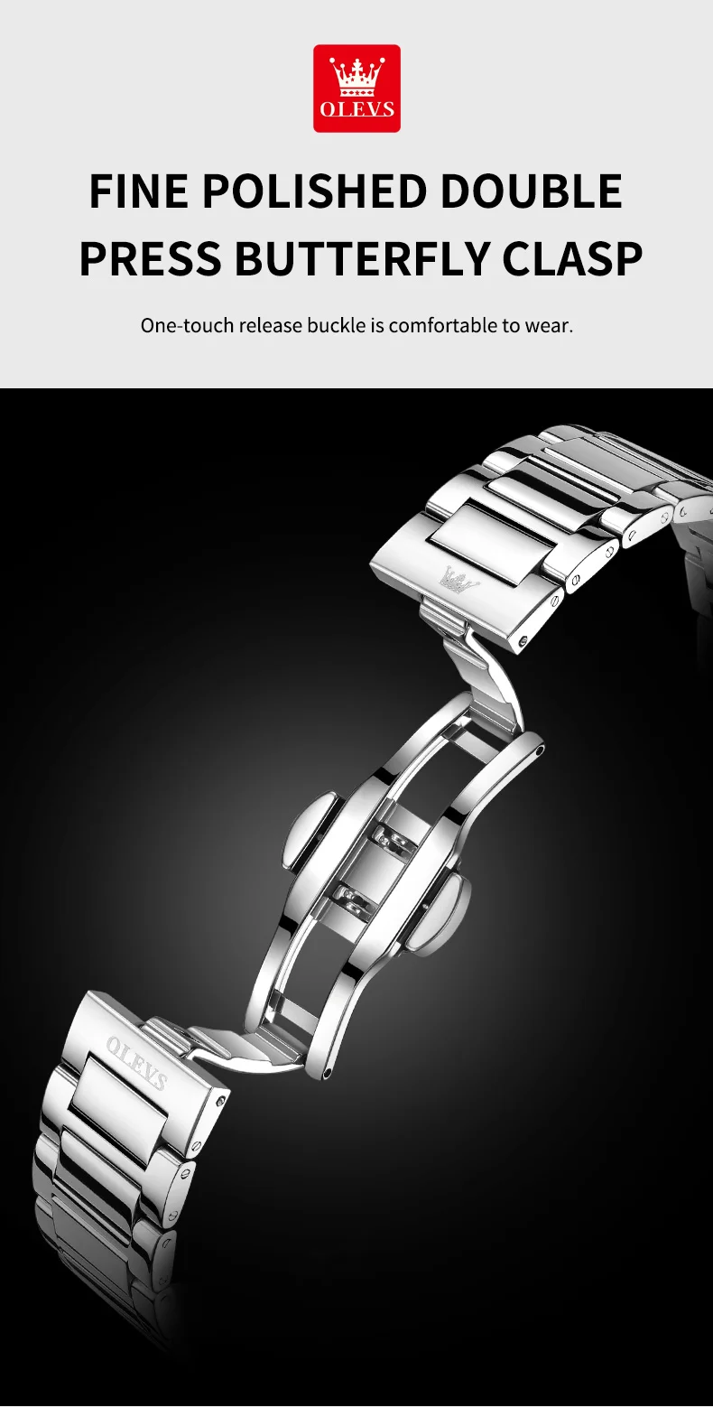 OLEVS 7090 Luxus Herrenuhr Neue Originalmarke Automatische Mechanische Uhren für Herren Stahlarmband Einfache Business Herren-Armbanduhr – Detail 10