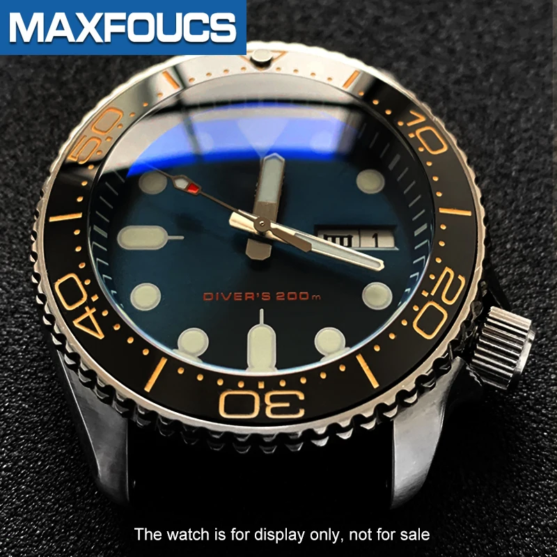 Leuchtender Zeiger bei 12 Uhr, schräger Keramik-Lünetteneinsatz, MOD SKX007 Divers, passend für 31,5 x 30,5 mm, kristallschwarzes Uhrenzubehör – Detail 7