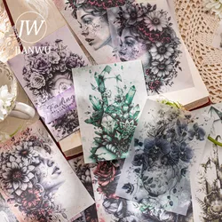 JIANWU 20 Sheets Fading Age Series Vintage Flower Character Collage Material Paper Creative DIY Junk Journal Stationery