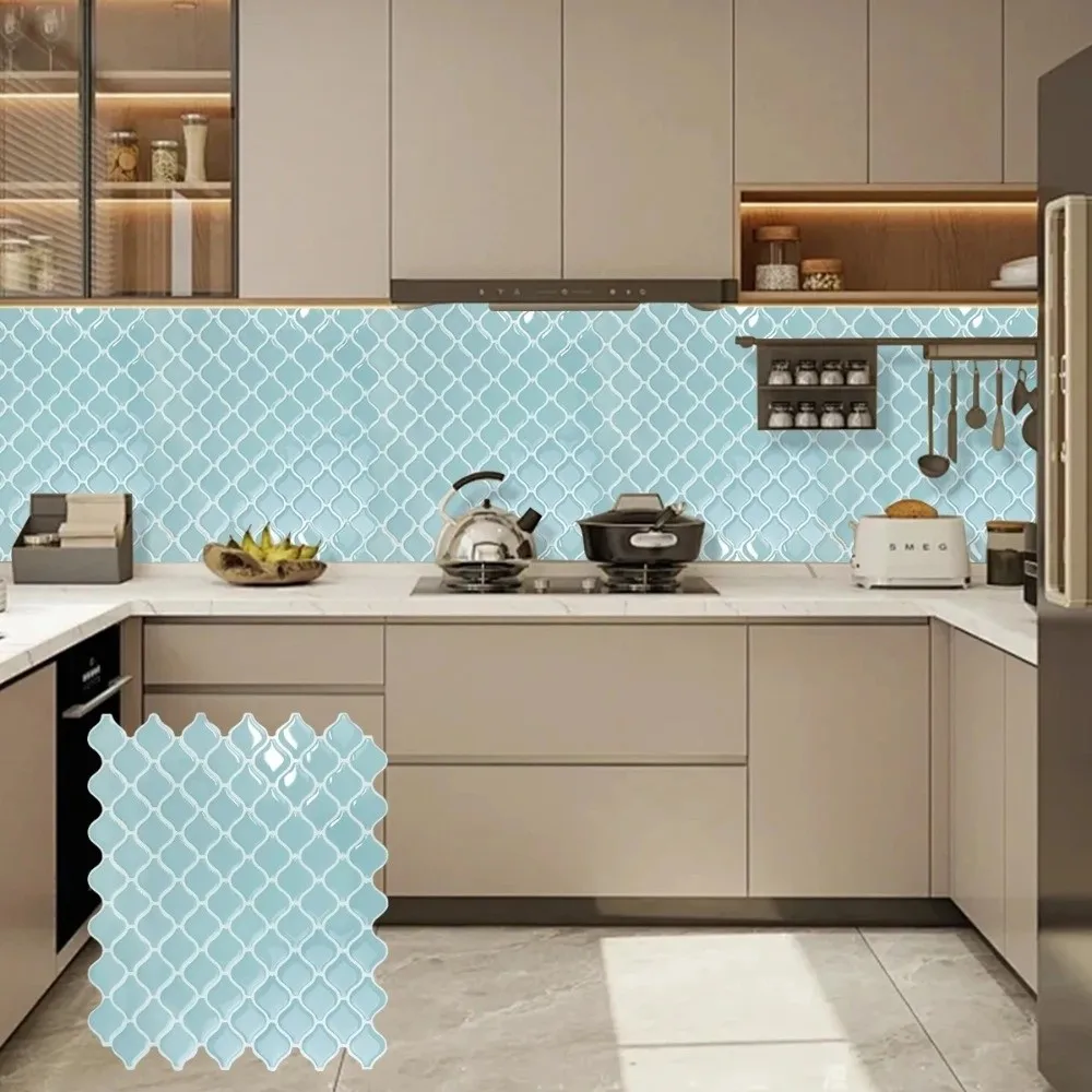 3D Mosaic Stereo Wall Stickers Self-adhesive Waterproof Backsplash Wall Decals Crystal Epoxy Resin Oil Proof Wallpapers