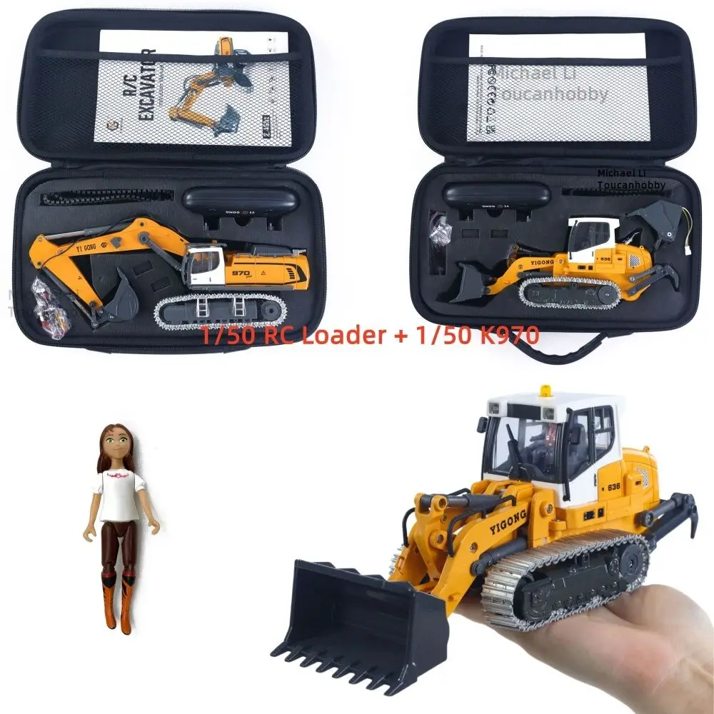 

In Stock 1/50 K970 RC Excavator LR636 RC Loader Metal Bucket Tracks Ripper RTR Model Light Sound Battery Construction Truck Toy