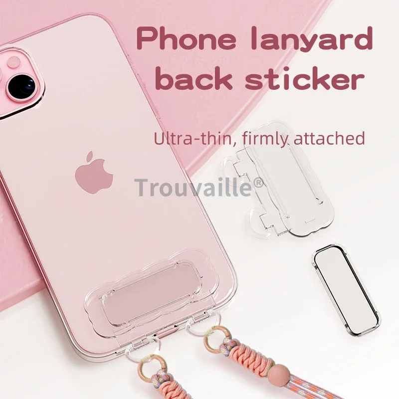 Trouvaille Adhensive Transparent Strap Adapter for Phone Case Cellphone Lanyard Back Sticker Solid Clear Plastics Universal