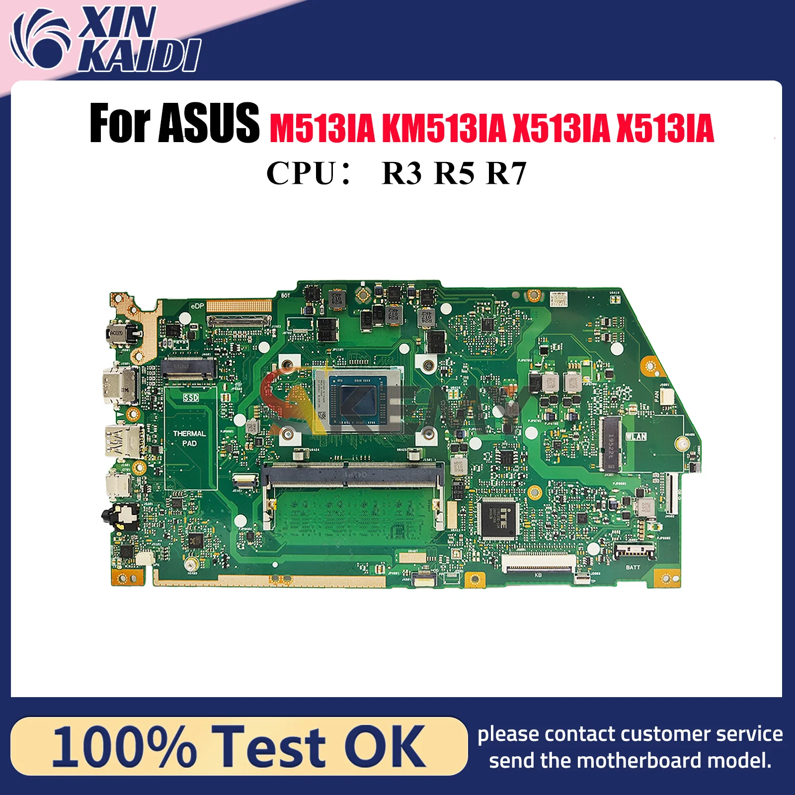 

X513IA Материнская плата для ноутбука ASUS VivoBook M513IA X513I KM513IA X513IA Материнская плата для ноутбука с процессором R3 R5 R7 100% tests OK stk