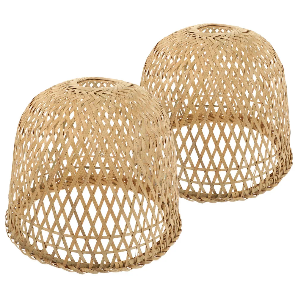 2 قطعة غطاء مصباح منسوج من الخيزران الرائع لاستبدال الثريا الناعمة لنشر الضوء مثالي لمطعم الفندق والمنزل #2