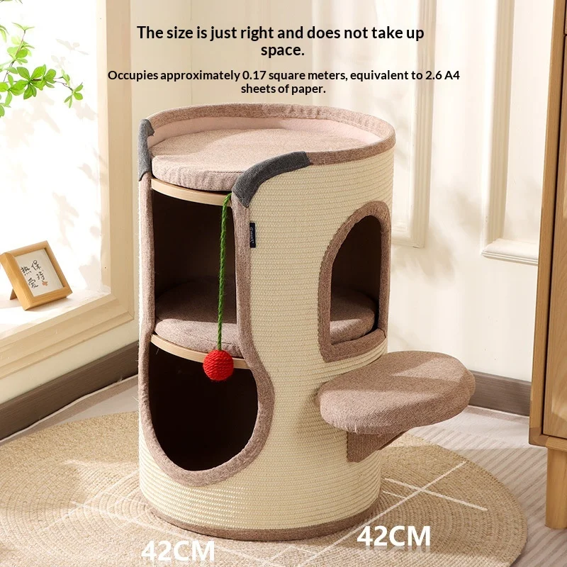 Árbol rascador para gatos de sisal con cama, túnel y juguete - imagen 3