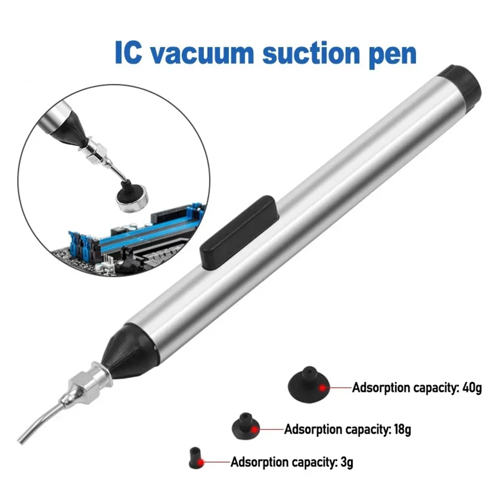 Suction Pump Tool For SMD Components Featuring Soft ESD Silicone Cups And 3 Different Tip Sizes For Easy Handling