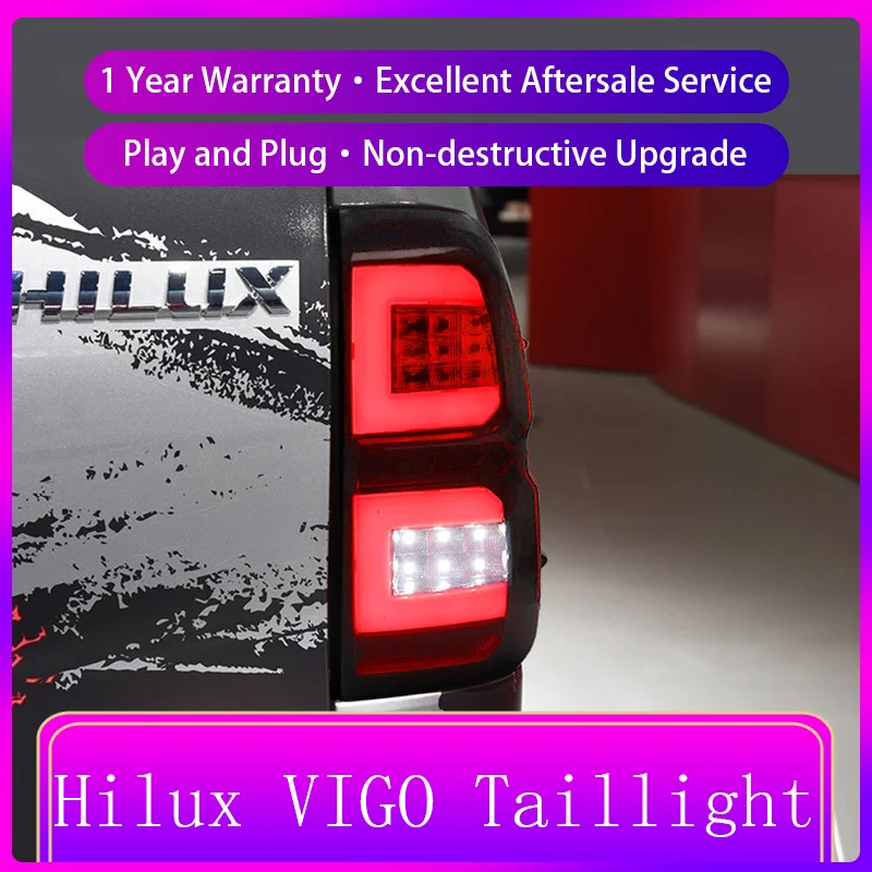 2 PCS Auto Car Lights For Toyota Hilux VIGO 2015-2021 Tail Lamp Dynamic Highlight DRL Taillight LED Turn Signal Tool Accessories