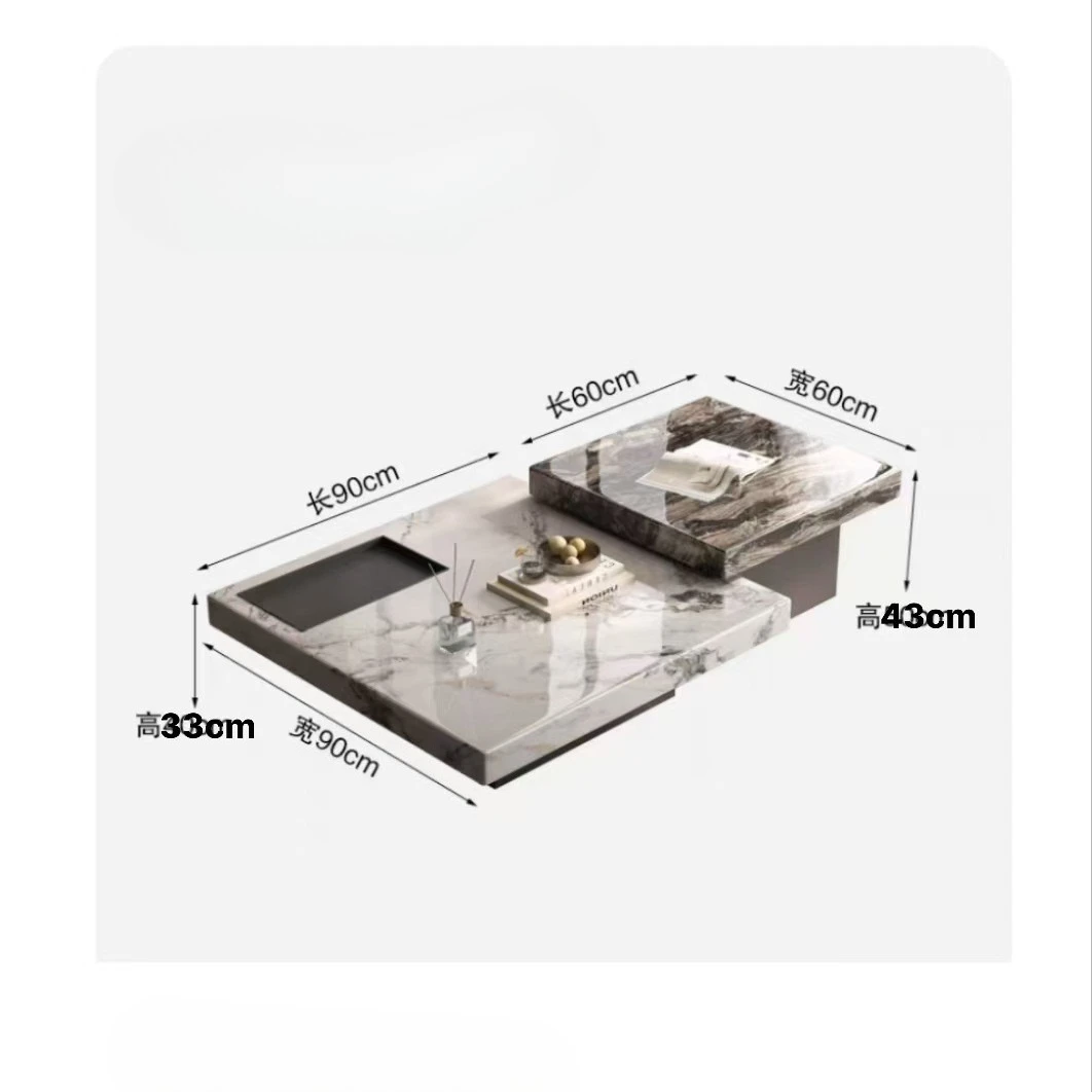 Marble coffee table square retro minimalist light luxury style living room combination