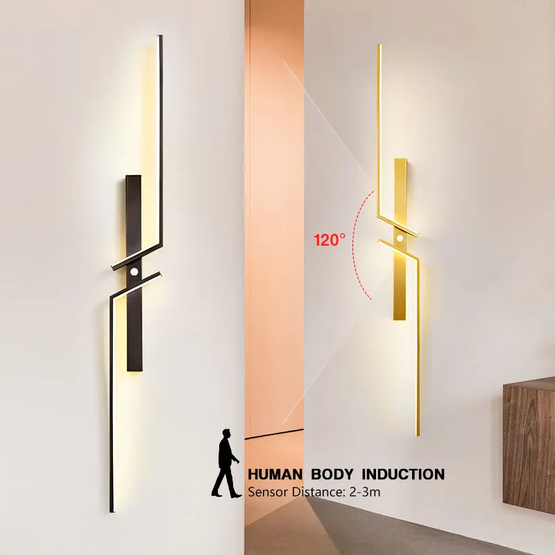 Indoor Human Body Induction Wall Lamp AC85-265V Bedroom LED Wall Light Wall Sconce for Background Living Room Interior Lighting