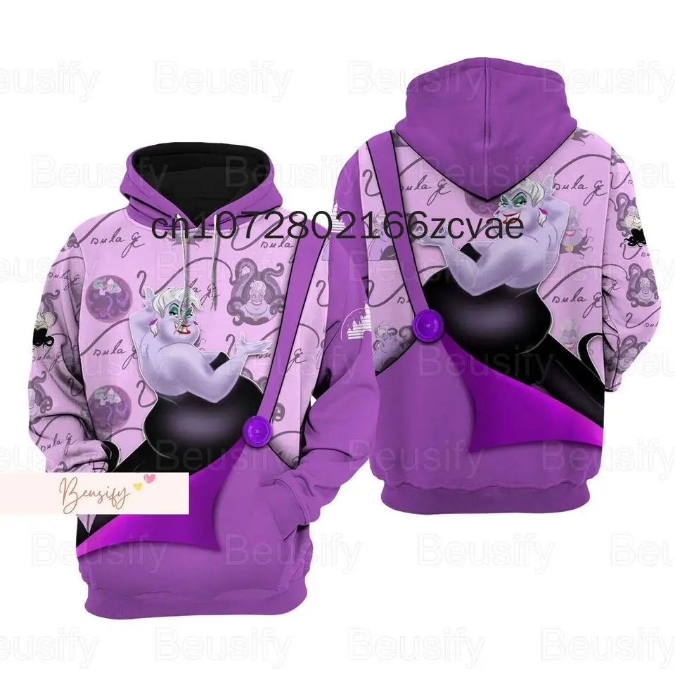 The Little Mermaid Ursula 3D Hoodie 2025 New Spring and Autumn Men's and Women's Children's Hoodie Casual Street Y2K Top Sweater