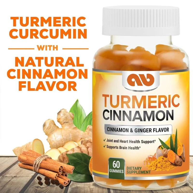 Turmeric Ginger Cinnamon Gummies - Contains 95% Curcumin Gummies - Black Pepper Maximum Absorption, Tumeric Extract