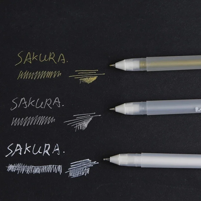 Sakura 3pcs set Gelly Roll Classic Highlight Pen Gel Ink Pens Bright White Pen Sketch Marker Golden Silver Highlighting