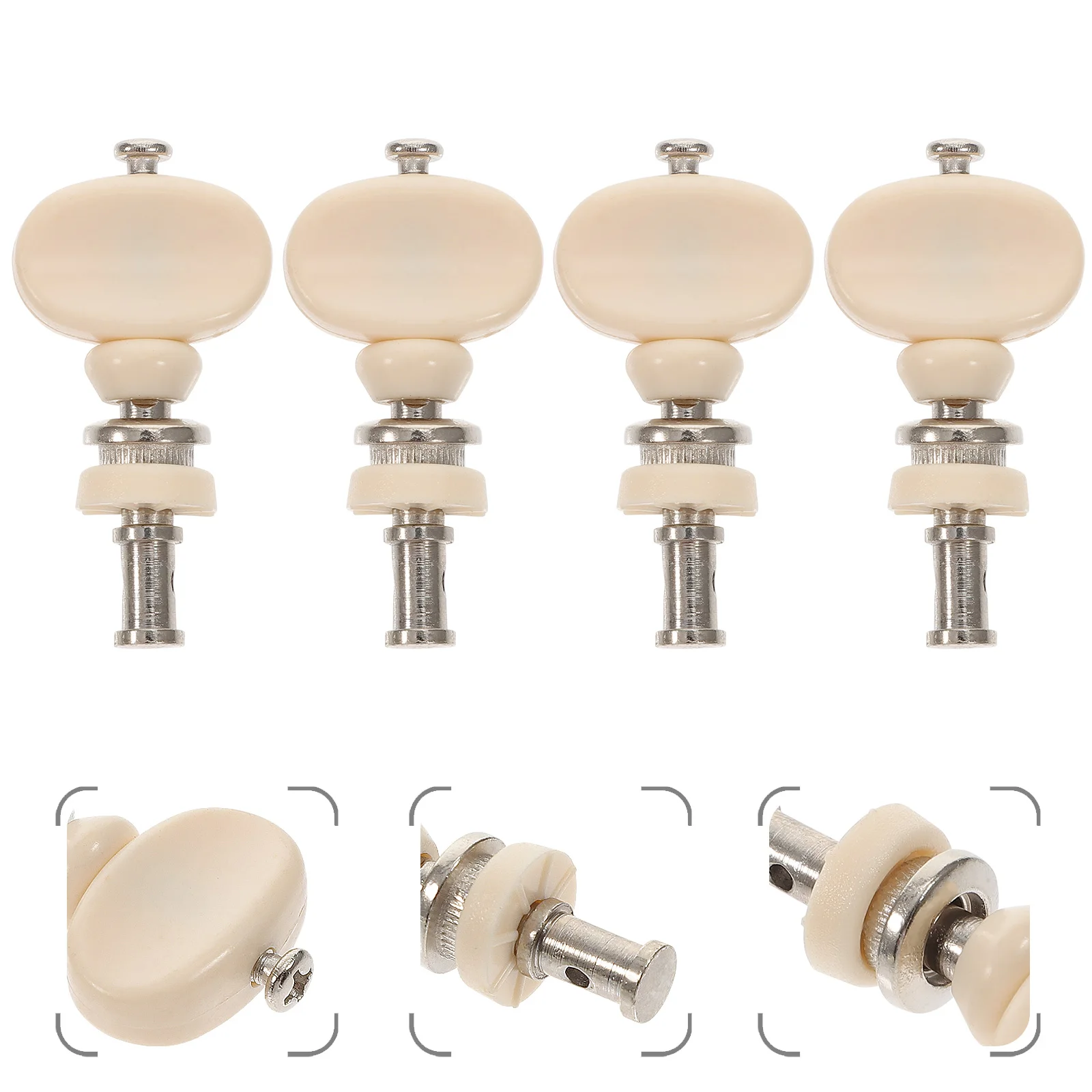 

4pcs Ukulele Tuning Pegs Keys Machine Heads White Plastic Button String Instruments Parts Adjustable Pressure Steel Core