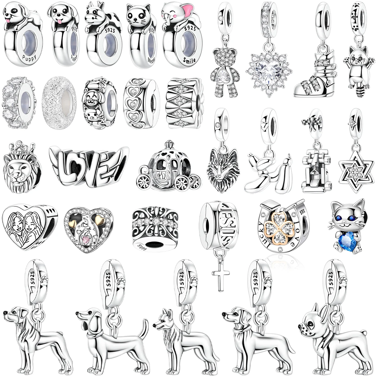 

925 Sterling Silver Charms Plain Color Cross Celtic Knot Angel Pendant Bead Fit Original Bracelet Necklace DIY Jewelry For Women