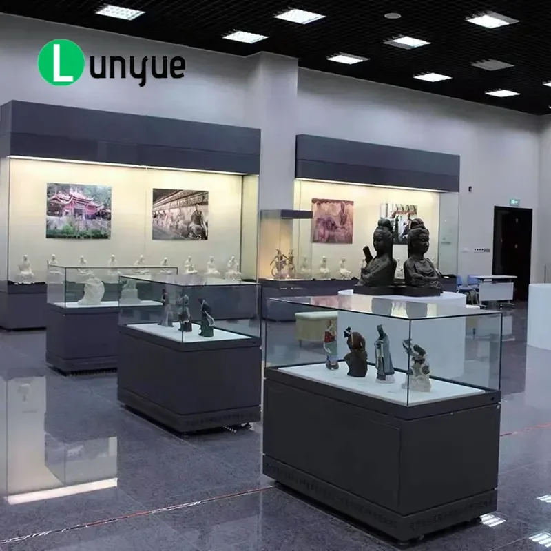 Glass Display Cabinet for Museum Statues Antique Models Gold Jewelry Cultural Relics Showcase Storage Furniture Home Decor