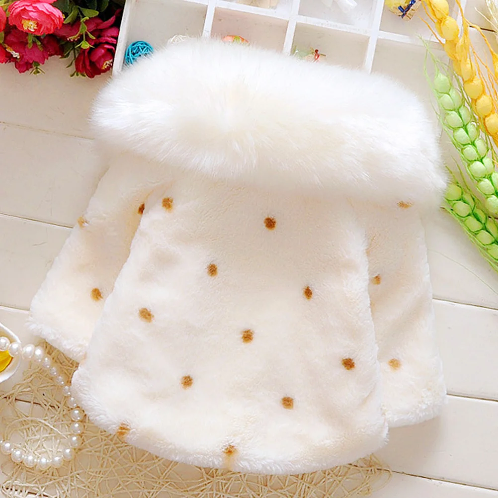 

Baby Girl Warm Cape Coat Thick Cotton Lining Button Self Tie Closure Winter Outwear Newborn Toddler 1-3 Years Pom Pom Collar