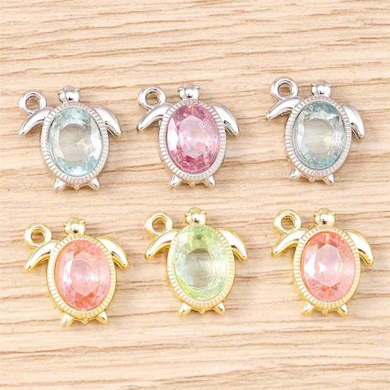 

5pcs 12x13mm Delicate Crystal Animal Turtle Charms Pendants for Making Earrings Necklaces Bracelets DIY Crafts Jewelry Findings