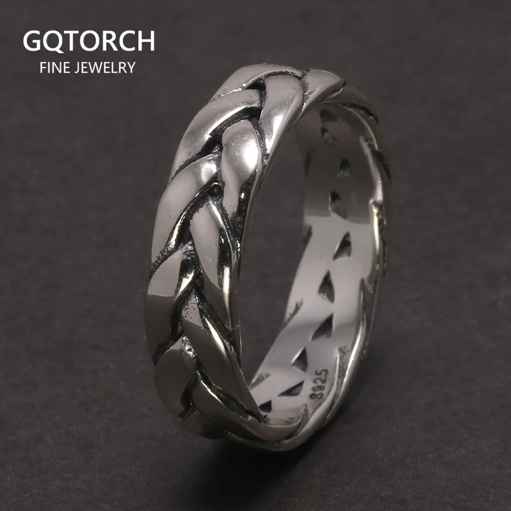 

925 Sterling Silver Viking Jewelry Braided Rings For Men and Women Punk Rock Cool Antique Accessories