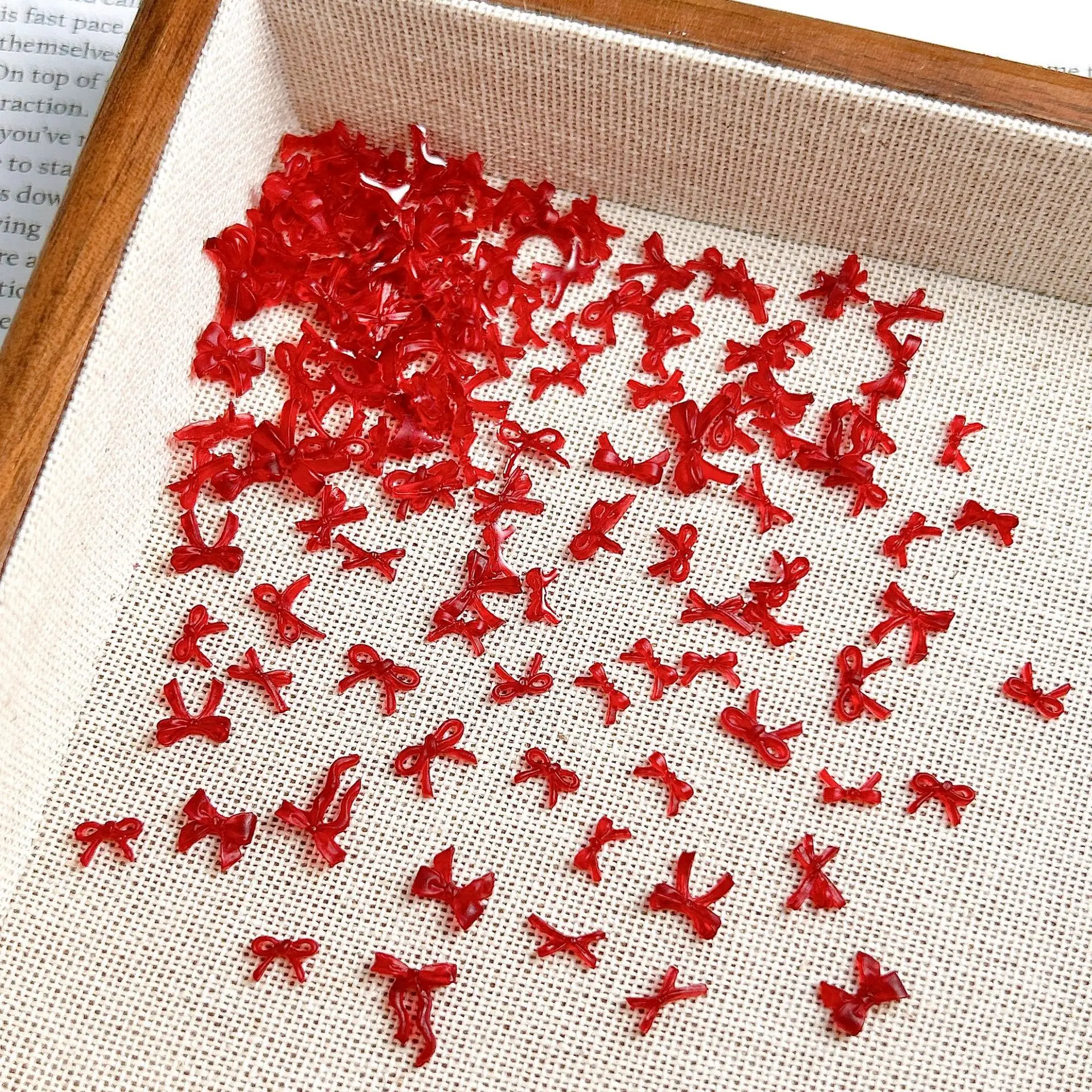 50 قطعة الأحمر البسيطة ثلاثية الأبعاد أظافر تركيب من الأكريليك ربطة القوس فيونكة السحر أجزاء Kawaii اكسسوارات ل مانيكير ديكور الأظافر لوازم الديكور المواد #5