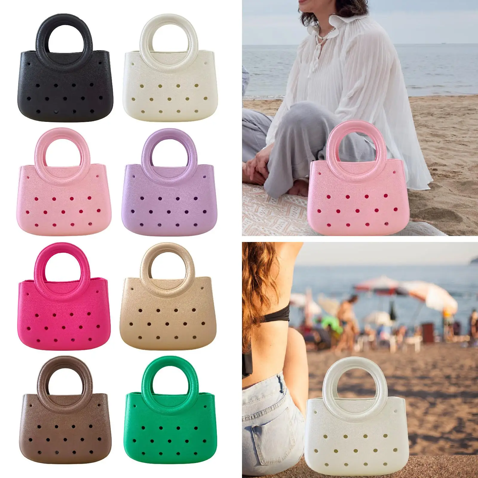 

Womens Beach Bag Waterproof Mini Tote Bag Open Organizer Portable Travel Bag