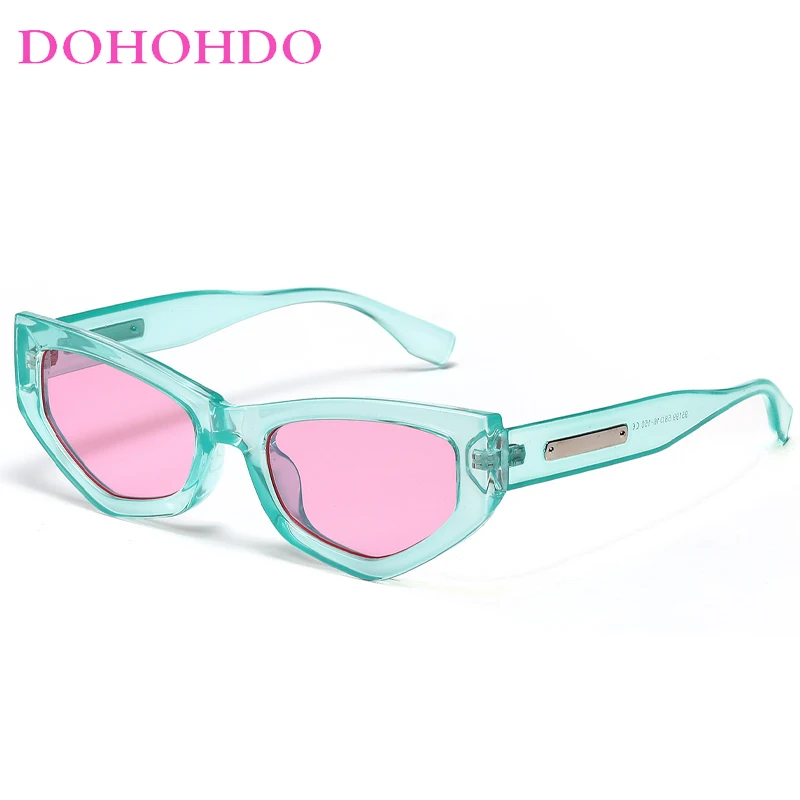 DOHOHDO-Vintage Polygon Cat Eye Óculos De Sol para Homens e Mulheres, Cores Doces, UV400 Shades, Brand Designer, Masculino Tendência Óculos De Sol, Novo