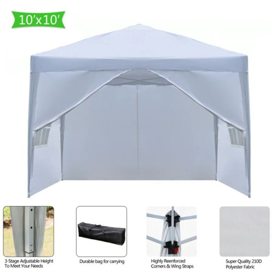 

3 x 3m Two Doors Two Windows Practical Waterproof RightAngle Folding Tent White