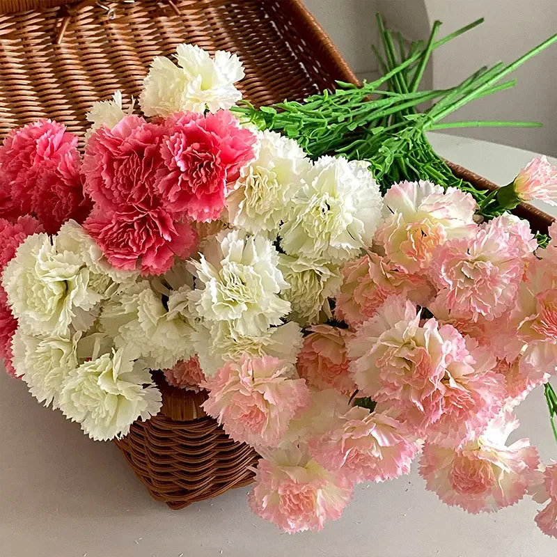 5 Heads Artificial Carnations  Fake Bouquets  Lilac Flowers Wedding Decorations and Plant Decorations