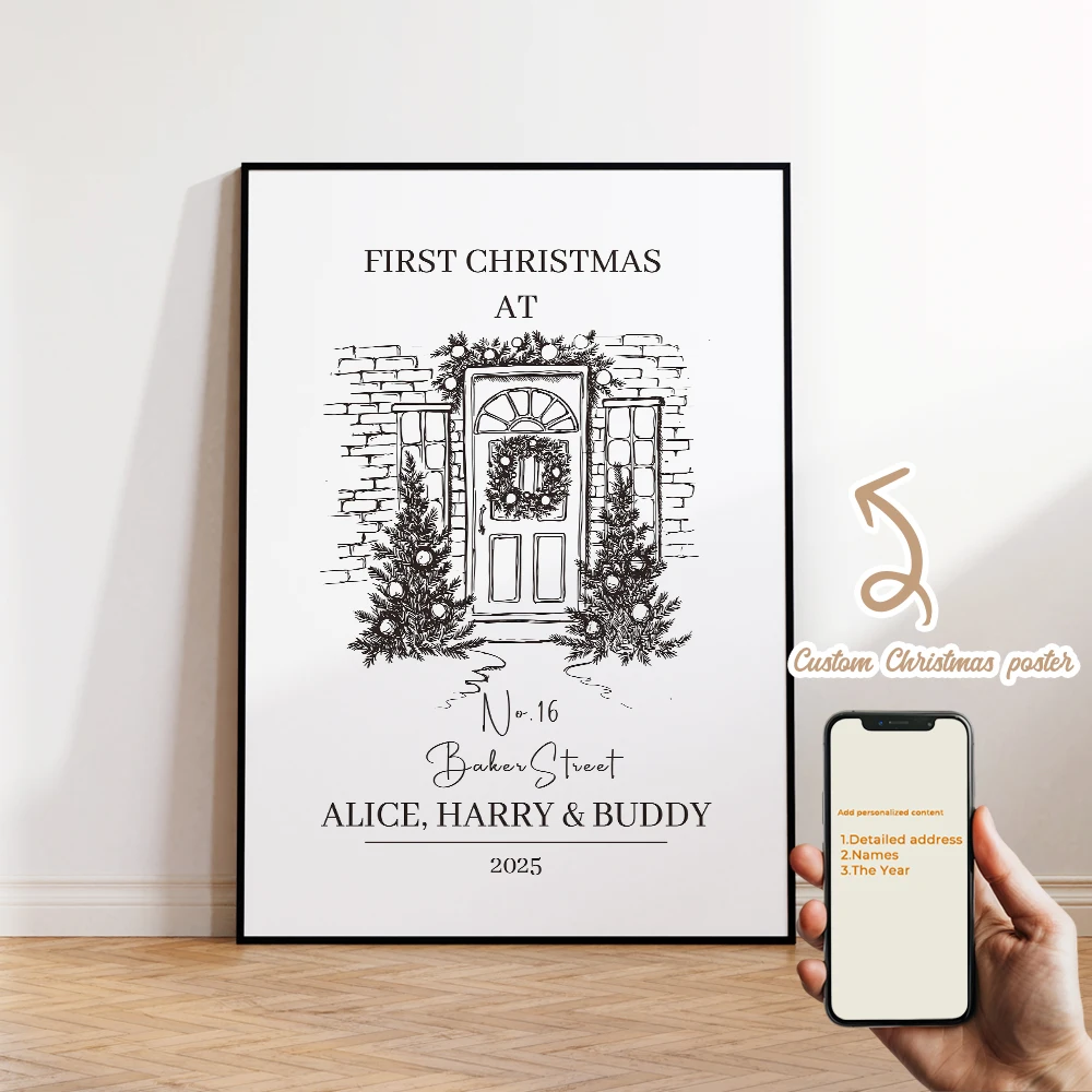 

1pcs Personalized Custom Name First Christmas Party Wall Art Print Picture For Christmas Living Room Kids Home Decor Gift