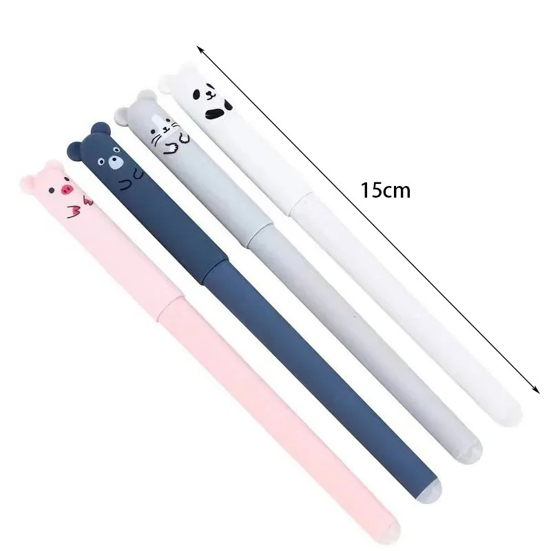 4pcs Animals Panda Erasable Gel Pen 0.5mm Blue Black Erasable Pen Refills Rods Washable Handle School Supplies Stationery