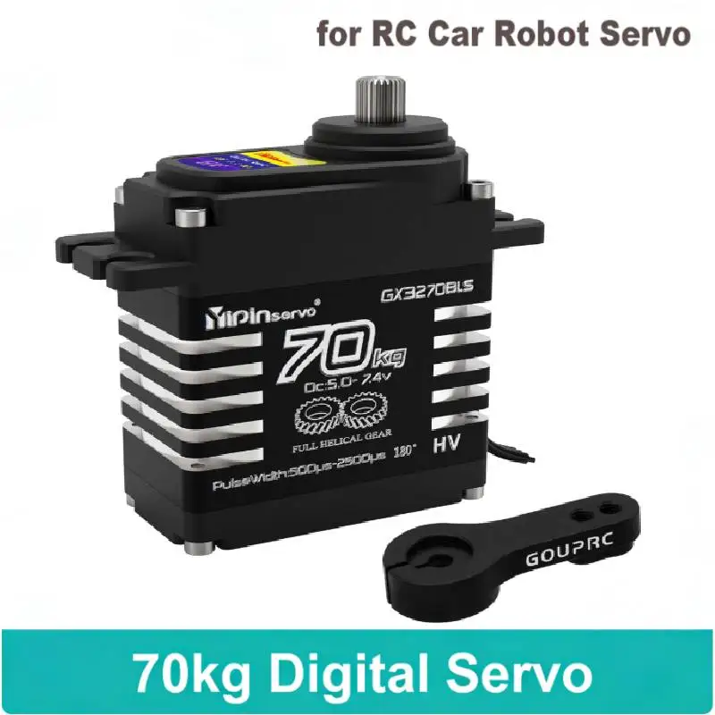 

70kg Digital Servo High Torque 7.4V Motor Metal Robotic 180/270 Degree Waterproof w/ Arm for 1/8 1/10 1/12 RC Truck Car Crawler