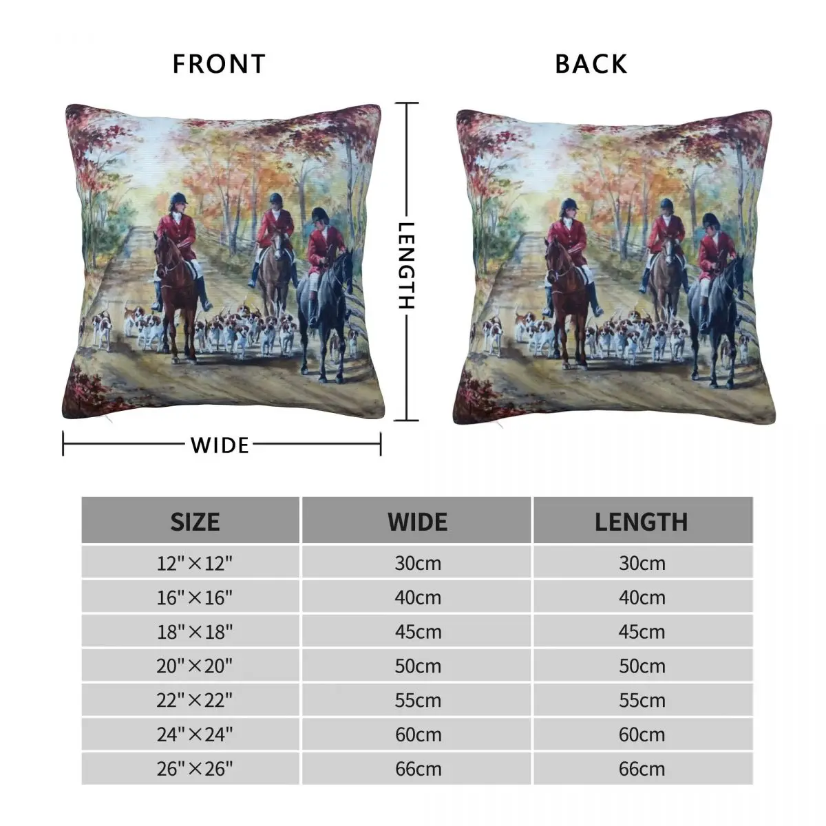 Road Equestrian Hunt Scene Square Pillowcase Polyester Linen Velvet Printed Zip Decorative Throw Pillow Case Sofa Cushion Cover