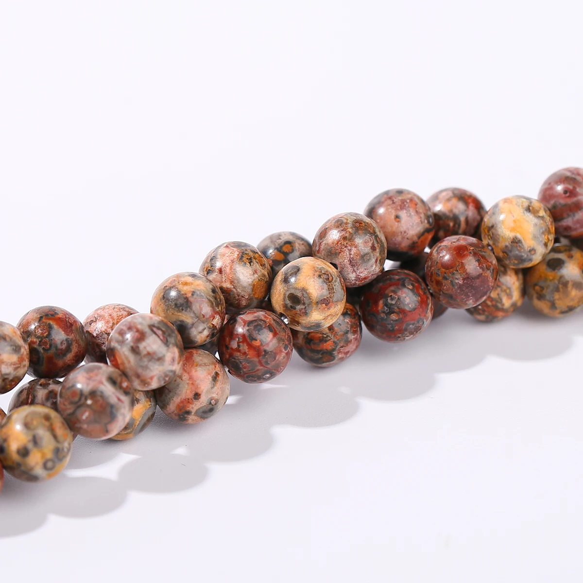 1 ستراند الحجر الطبيعي الأحمر ليوبارد الجلد جاسبر حبة مستديرة فضفاض الخرز لصنع المجوهرات سوار ذاتي الصنع إكسسوارات عقد