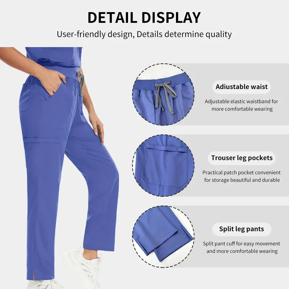 Wholesale Surgical Uniforms Woman Elastic Breathable Top+pants 2-piece Sets Doctor Clinics Hospital Scrubs Solid Color Work Wear