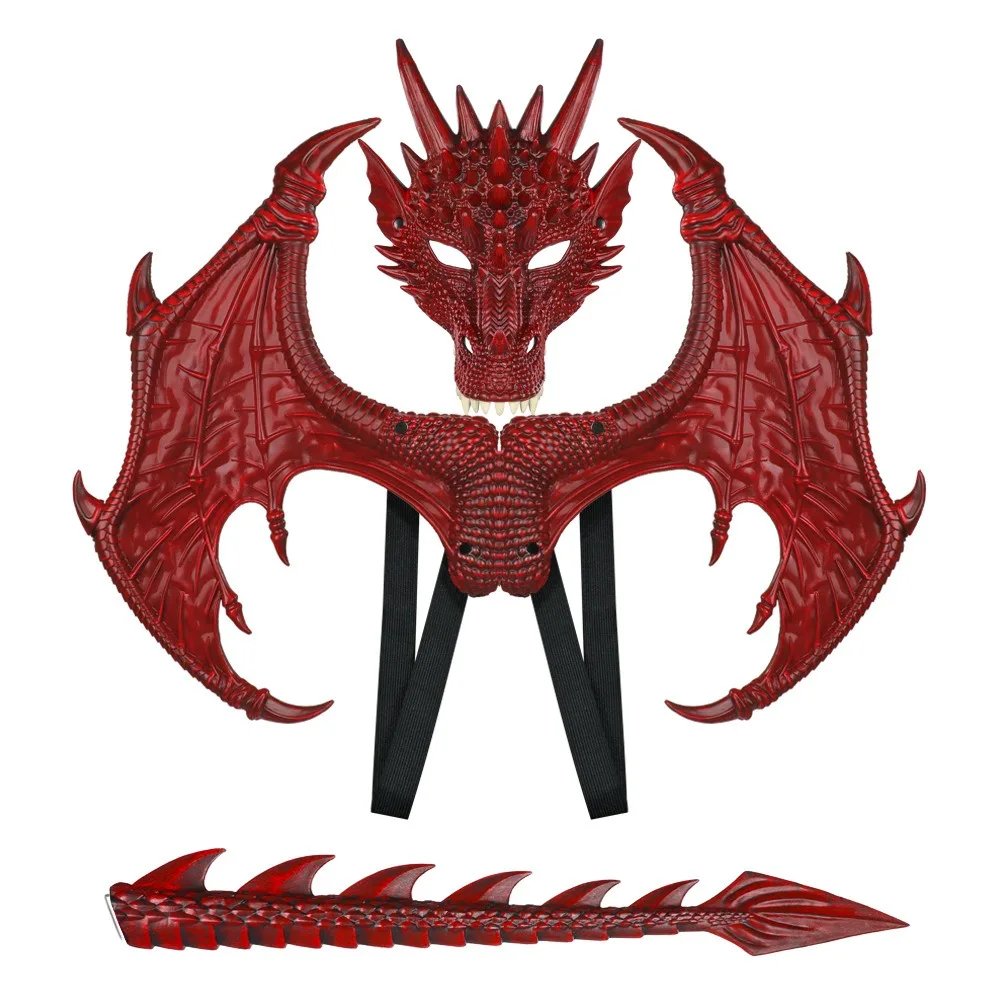 Cosplay Dragon Wing Tail Mask Set Role Playing Anime Halloween Ultra Light Dragon Set Dress Up Animal Halloween Costumes