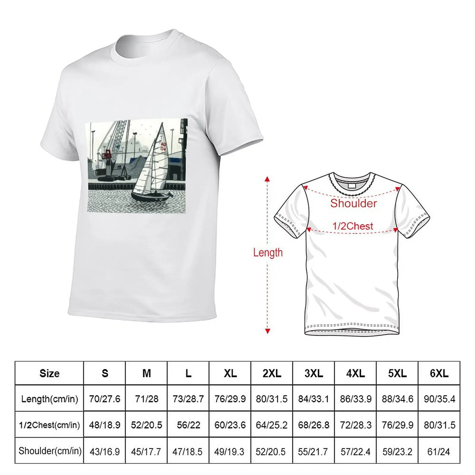 Poole Quay - linocut by Francesca Whetnall T-Shirt new edition Louboutins plain t shirts men