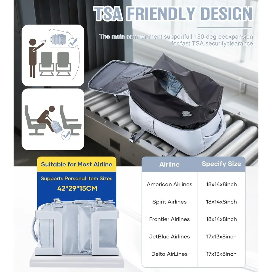 Mochila de viagem a vácuo com bomba para mulheres Item pessoal Carry on Vacpack Mochilas Flight Appd 18x14x8 polegadas para homens laptop W