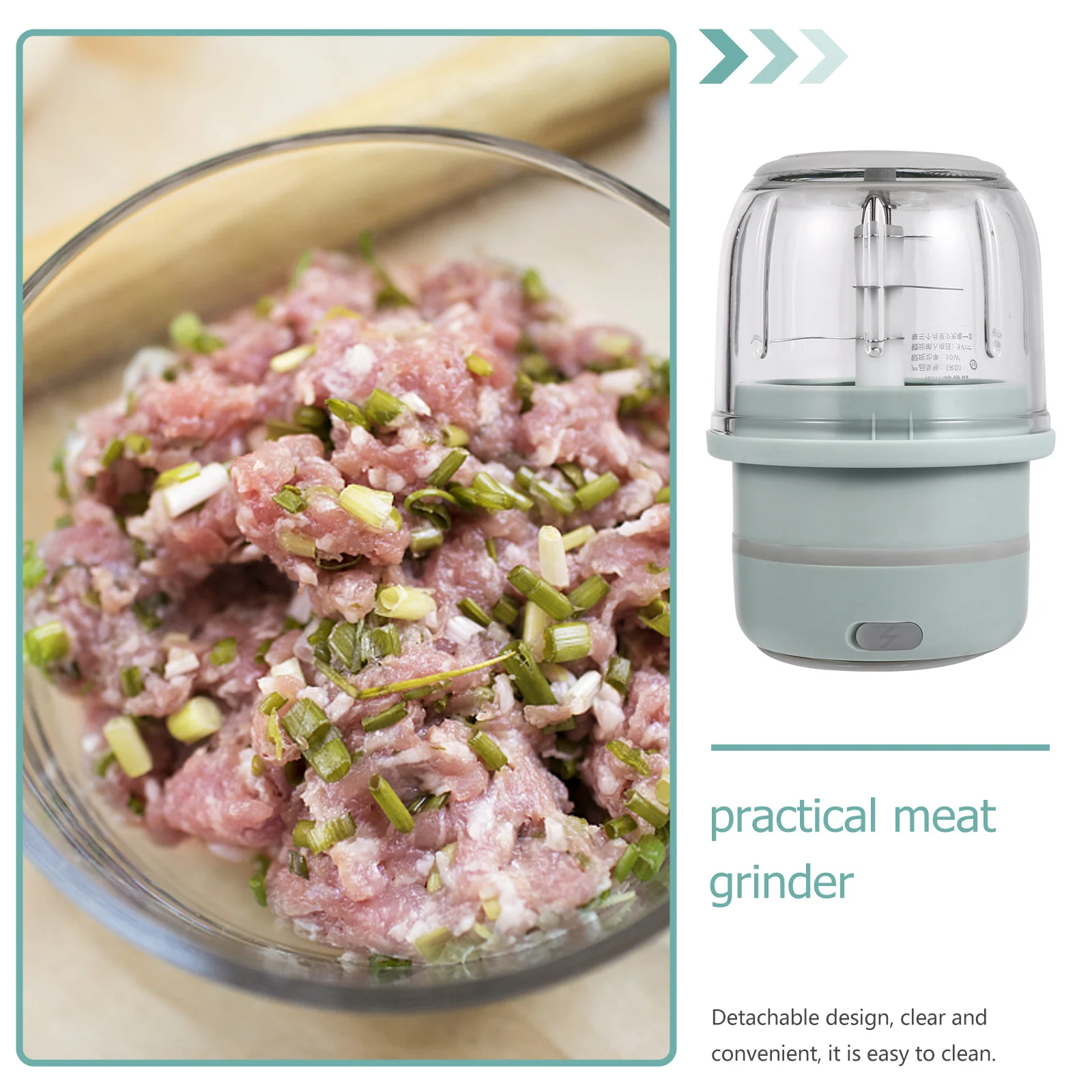 

1 pc Electric Meat Mincer 300Ml Capacity Detachable Transparent Design Strong Blades For Vegetables Fruits Kitchen Use
