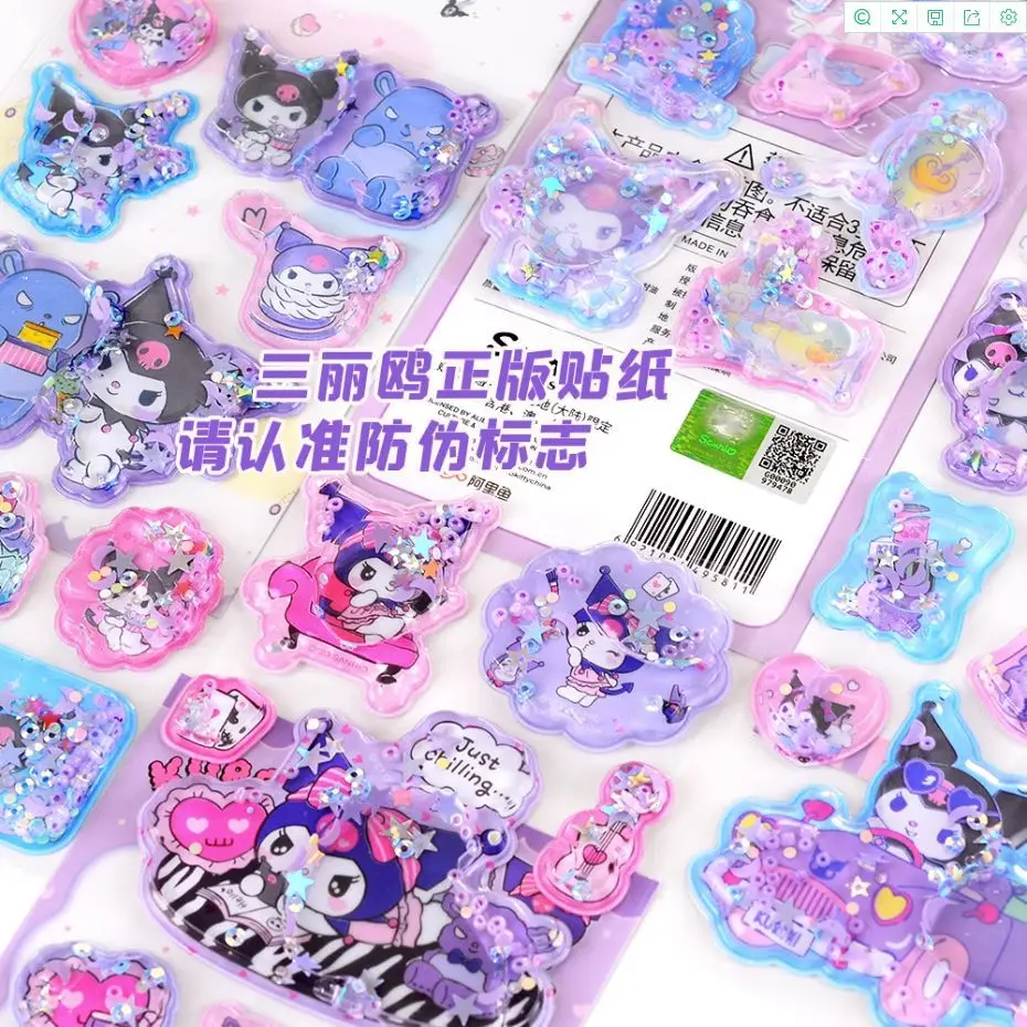 12pcs/lot Sanrio Melody Kitty Water Stickers Scrapbooking Kuromi DIY Diary Decorative Stationery Sticker Album Stick Label