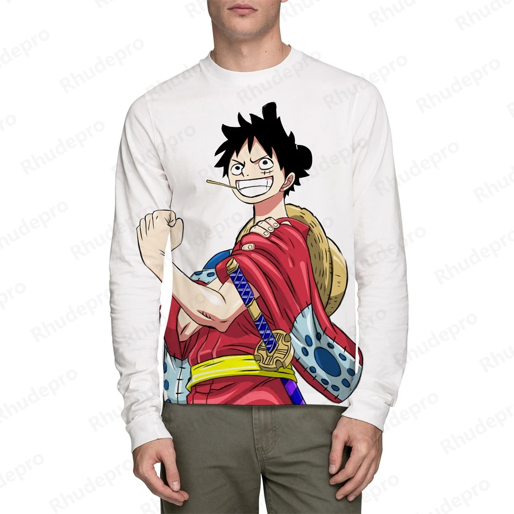 Monkey D Luffy T-Shirt Men Fashion Children Cosplay T-shirts One Piece Streetwear New Anime High Quality Clothing Long sleeve