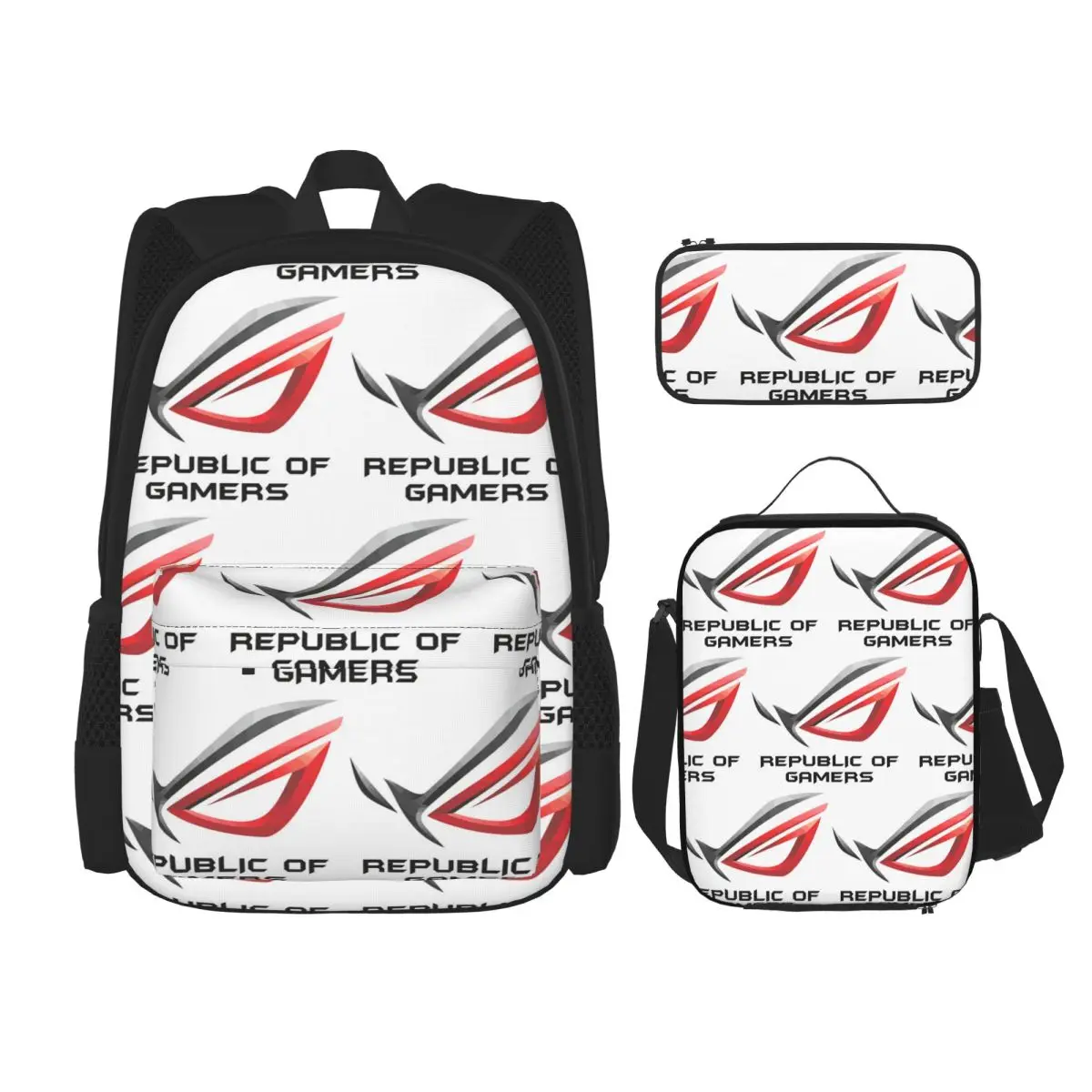 Rog Strix Republic Of Gamers Asus Backpacks Students Bookbag School Bags Rucksack Lunch Bag Pen Bag Three-Piece Set