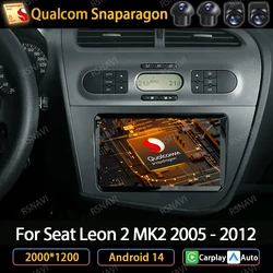 Android 14 Car Radio For Seat Leon 2 MK2 2005 2006 2007 2008 2009 2010 2011 2012 Carplay Auto GPS NAVI WIFI 4G Multimedia Player