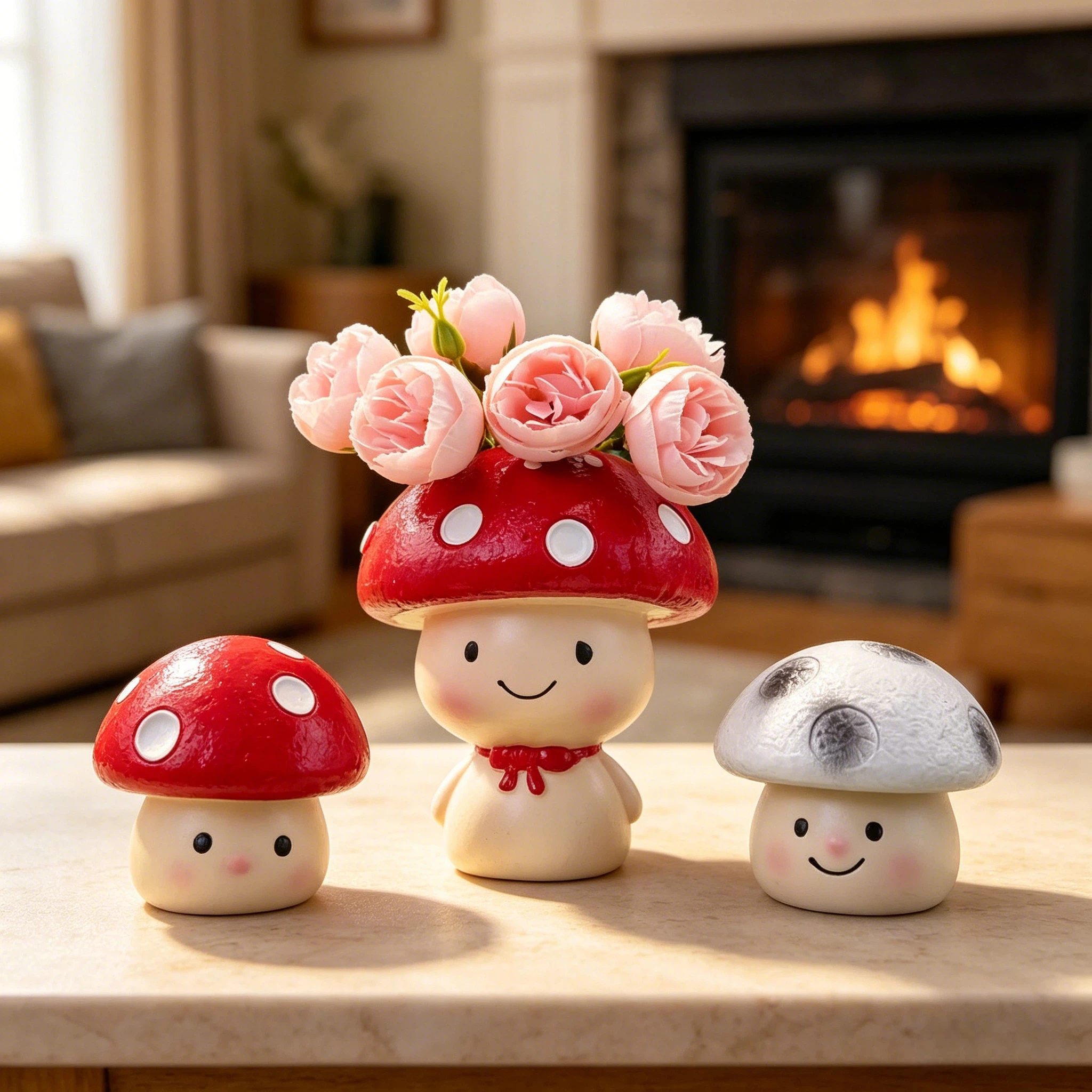 3 Pieces, Red Umbrella White Dot Mushroom Resin Statue Ornaments, Forest-Style Pastoral Desktop Decoration, Resin Crafts Mushroom-Shaped Display Pieces, Ideal Home Decor, Living Room Entryway Bedroom Decoration, Office Desk Stress-Relief Ornaments, Balcony Greenery Landscaping Props, Cafe Window Display Decoration, Valentine's Day Christmas Easter Thanksgiving Holiday Decorations, Suitable for All Occasions, Thoughtful Gifts, Waterproof, Shatter-Resistant, Easy to Clean, Durable Resin Crafts view 2