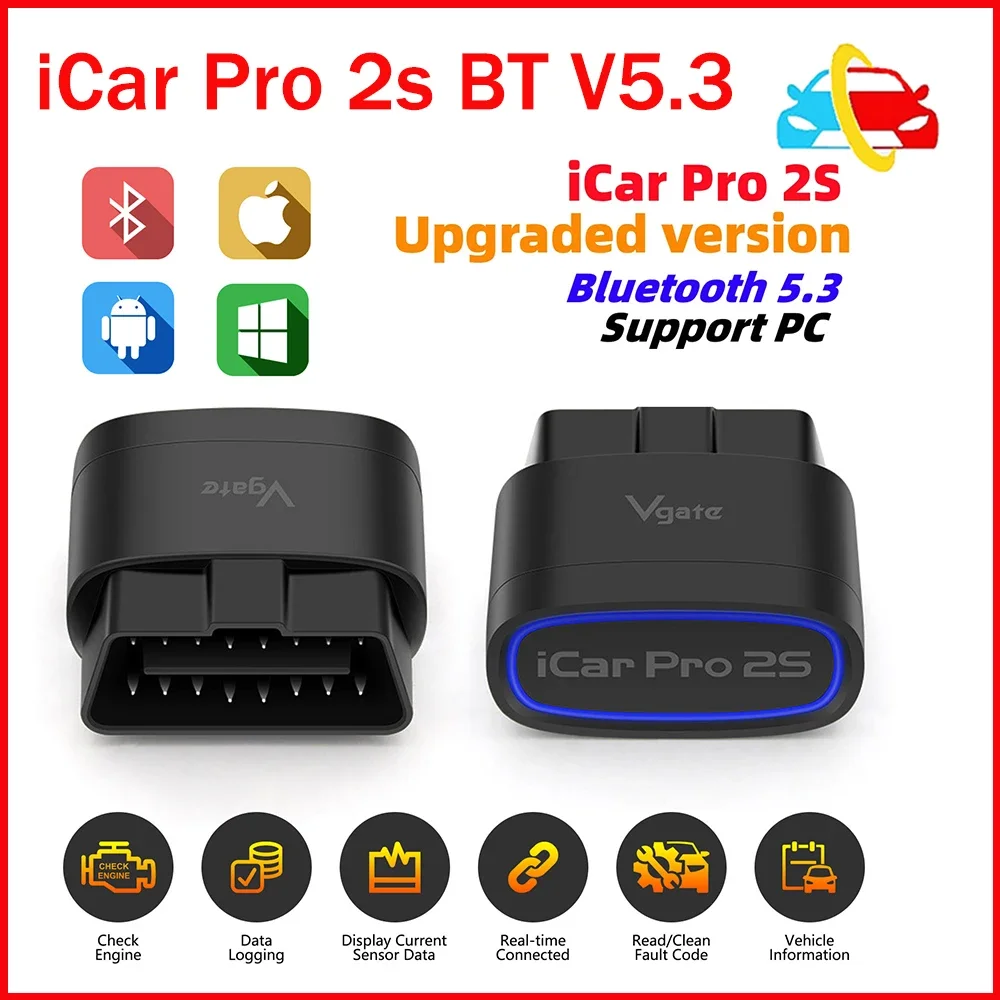 

Лучшая цена Vgate ICar Pro 2S Bluetooth 5,3 OBD2 сканер автоматический SCAN ELM327 диагностический инструмент OBDII диагностика для IOS/Android/Windows