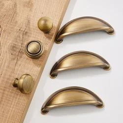 Solid Brass Kitchen Cabinet Handle  Antique Furniture Door Hardwares Drawer Cupboard Knobs European Handles For Furniture