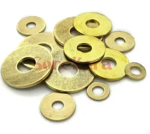Pack of 50/100 M2.5*6*0.5mm/M3*6*0.5mm/M4*9*0.8mm/M5*10*0.8mm/M6*12*1mm/M8*16*1.2mm/M10*20*1.5 Metric Brass Flat Thick Washers
