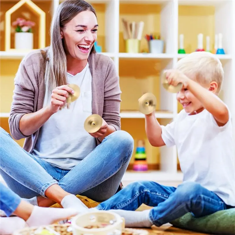 J1UL1N يده ممارسة الطبول 1 زوج 7 سنتيمتر/2.75 بوصة إصبع الصنج النحاس الصغيرة اليد الصنج للأطفال آلة أورف الموسيقية #5