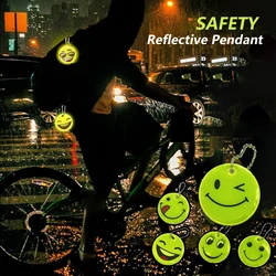 10 Uds. Colgante reflectante de expresión Simle noche colgante reflectante de seguridad de doble cara llavero hebilla accesorios para mochila
