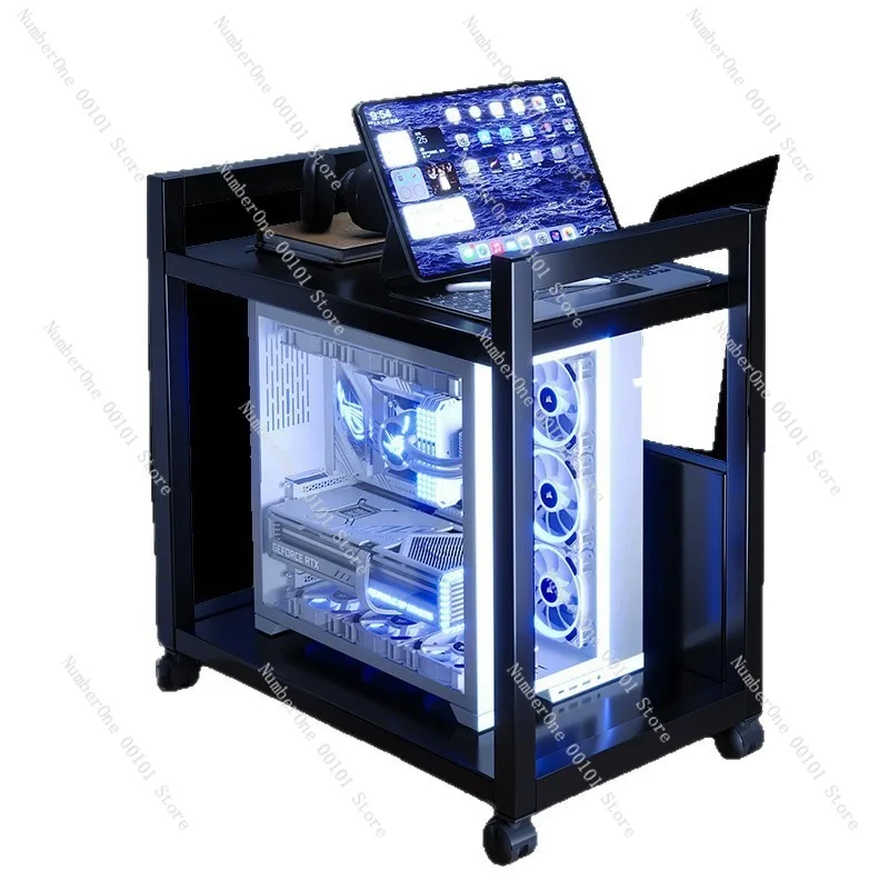 Multi Layer Movable Chassis Base, E-Sports Room Computer Host Rack, Floor Standing Home Table Under Cart