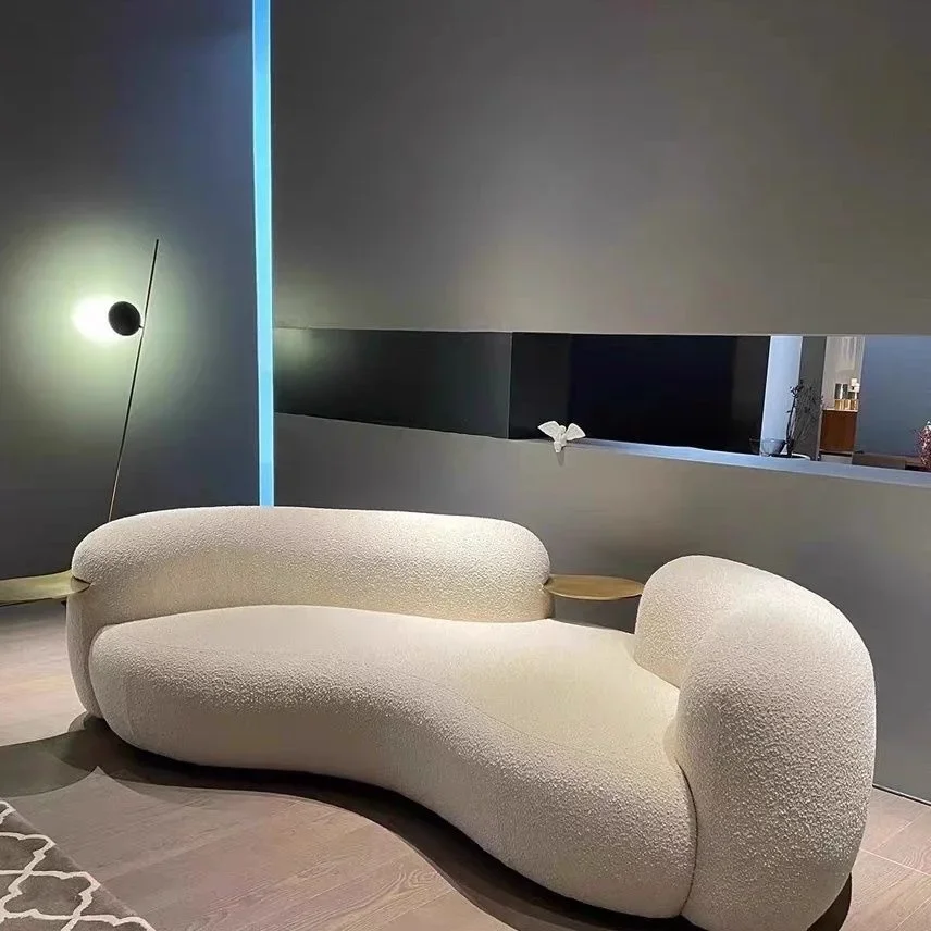 CX Creative Living Room Sofa Pea Sofa High Quality Lamb Fleece Fabric Curved Modern Extremely Light Luxury