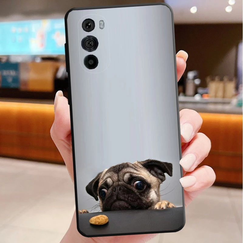 Capa de telefone para motorola edge 50 40 pro 60 50 40 30 ultra neo fusão moto g85 g72 g53 g54 g84 g13 g32 animal bonito pug cão